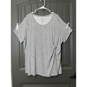 Croft & Barrow Black/Gray/Light Pink Dotted Twist Front Side Knot Size 3x